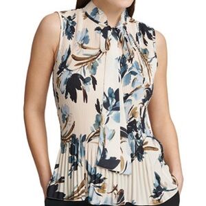 DKNY Beige and Black Floral top